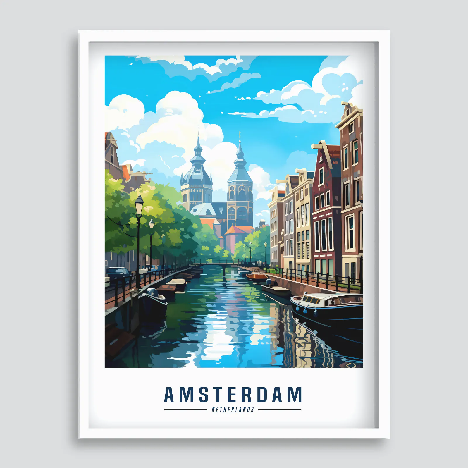 Canal City Travel Poster - Amsterdam